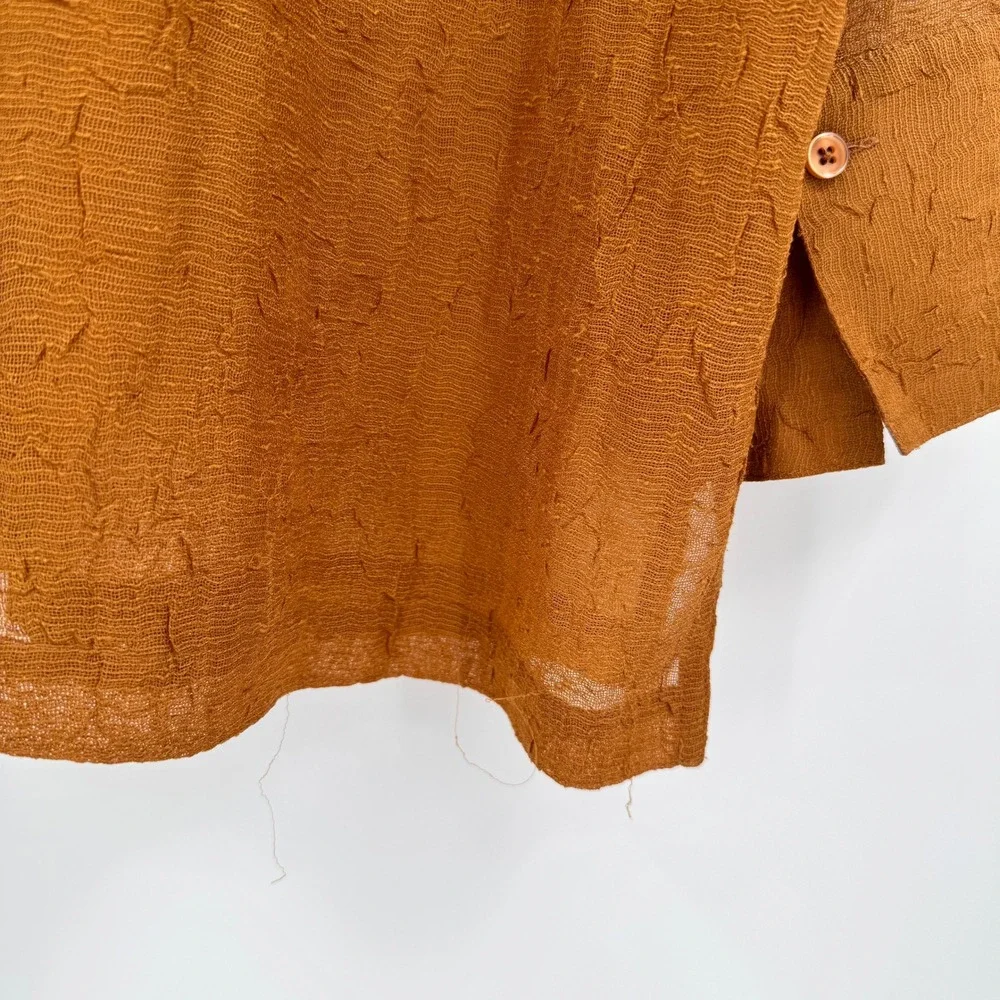 Coldwater Creek‎ Amber Sheer 3/4 Sleeve Textured Button Up Blouse Women's XL - Picture 9 of 13